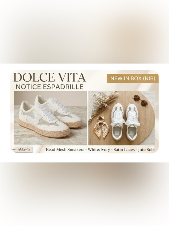 Dolce Vita Shoes - Dolce Vita Notice Espadrille Bead Mesh
Sneakers - White/Ivory - NIB Size 6.5